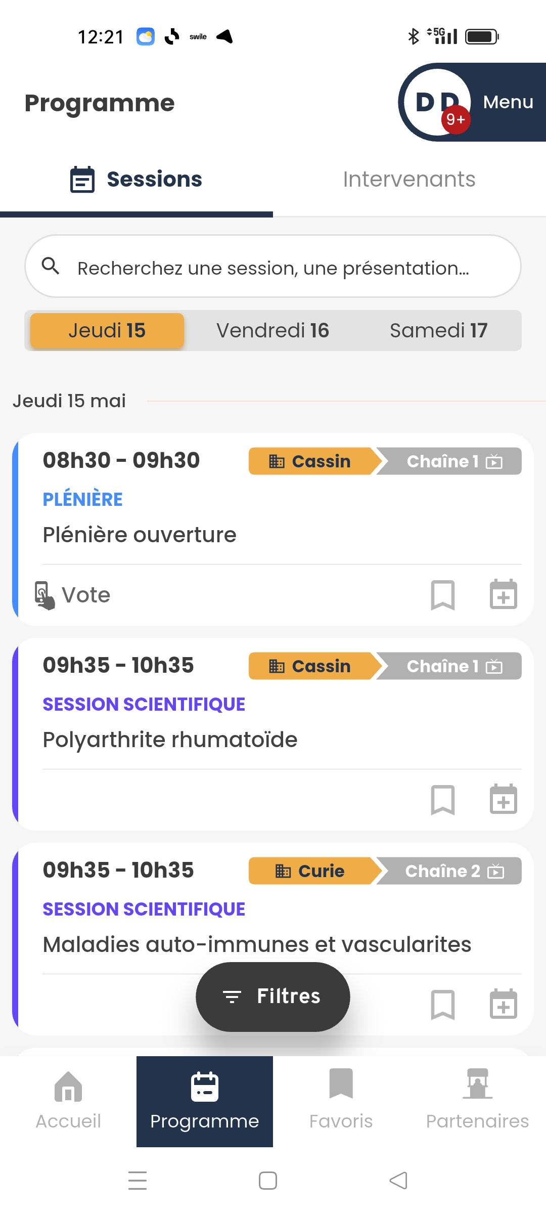 Mobile App Schedule page